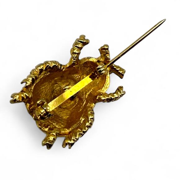 Vintage Erwin Pearl Red Lady Bug Gold Tone Pin Brooch Insect Whimsy Dainty Lucky - Picture 5 of 5